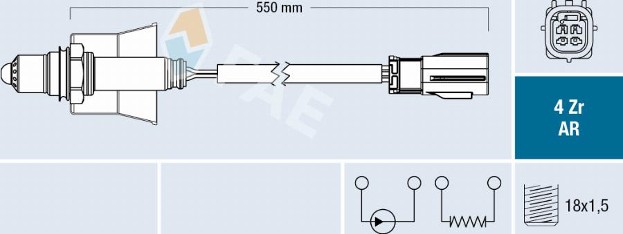FAE 75704 - Лямбда-зонд, датчик кисню autozip.com.ua