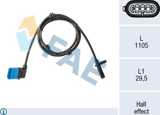 FAE 78591 - Датчик ABS, частота обертання колеса autozip.com.ua