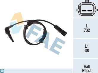 FAE 78274 - Датчик ABS, частота обертання колеса autozip.com.ua