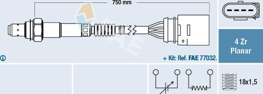 FAE 77909 - Лямбда-зонд, датчик кисню autozip.com.ua