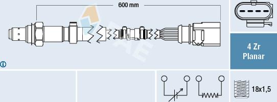 FAE 77458 - Лямбда-зонд, датчик кисню autozip.com.ua