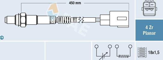 FAE 77457 - Лямбда-зонд, датчик кисню autozip.com.ua