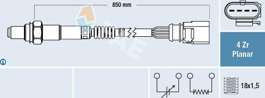 FAE 77464 - Лямбда-зонд, датчик кисню autozip.com.ua