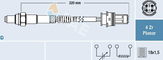 FAE 77409 - Лямбда-зонд, датчик кисню autozip.com.ua