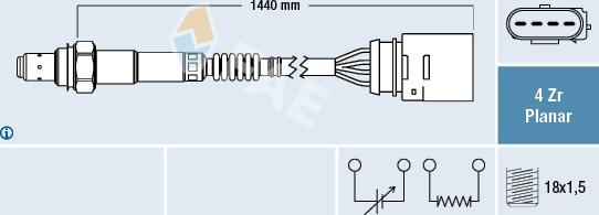 FAE 77407 - Лямбда-зонд, датчик кисню autozip.com.ua