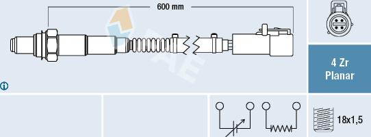 FAE 77419 - Лямбда-зонд, датчик кисню autozip.com.ua
