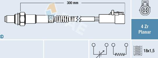 FAE 77418 - Лямбда-зонд, датчик кисню autozip.com.ua