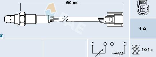 FAE 77593 - Лямбда-зонд, датчик кисню autozip.com.ua