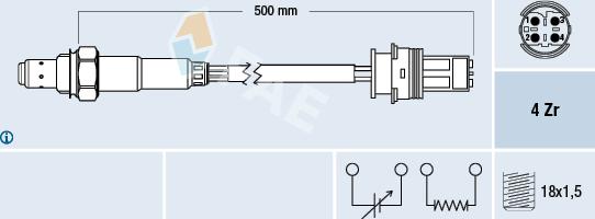 FAE 77504 - Лямбда-зонд, датчик кисню autozip.com.ua