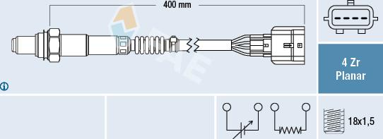 FAE 77506 - Лямбда-зонд, датчик кисню autozip.com.ua