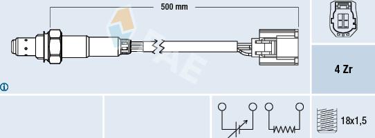 FAE 77503 - Лямбда-зонд, датчик кисню autozip.com.ua