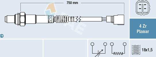 FAE 77514 - Лямбда-зонд, датчик кисню autozip.com.ua
