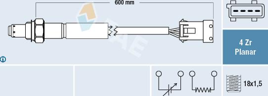 FAE 77614 - Лямбда-зонд, датчик кисню autozip.com.ua