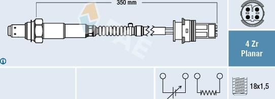FAE 77632 - Лямбда-зонд, датчик кисню autozip.com.ua