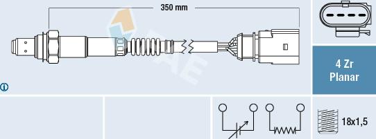 FAE 77626 - Лямбда-зонд, датчик кисню autozip.com.ua