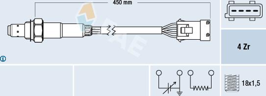 FAE 77165 - Лямбда-зонд, датчик кисню autozip.com.ua