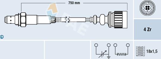 FAE 77176 - Лямбда-зонд, датчик кисню autozip.com.ua