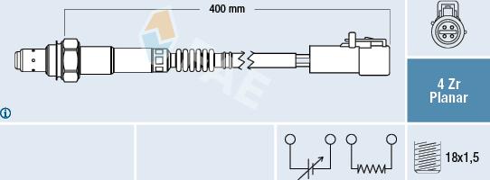 FAE 77171 - Лямбда-зонд, датчик кисню autozip.com.ua