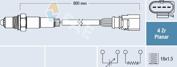 FAE 77802 - Лямбда-зонд, датчик кисню autozip.com.ua