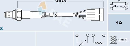 FAE 77364 - Лямбда-зонд, датчик кисню autozip.com.ua