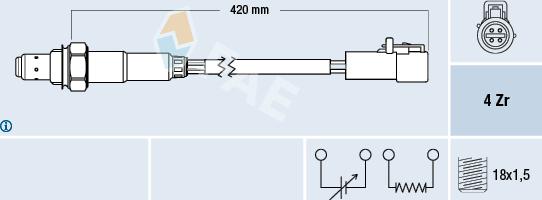 FAE 77305 - Лямбда-зонд, датчик кисню autozip.com.ua