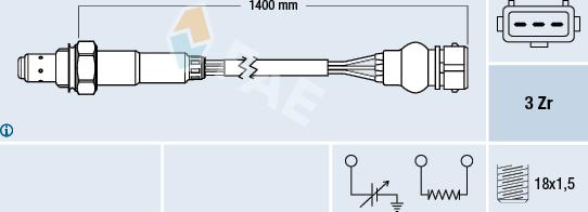 FAE 77317 - Лямбда-зонд, датчик кисню autozip.com.ua