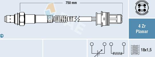 FAE 77334 - Лямбда-зонд, датчик кисню autozip.com.ua