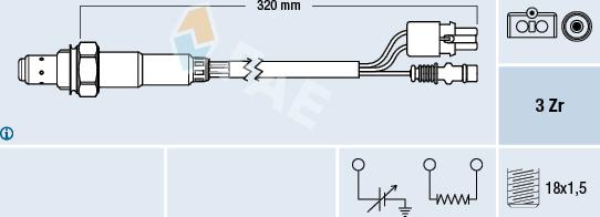 FAE 77378 - Лямбда-зонд, датчик кисню autozip.com.ua