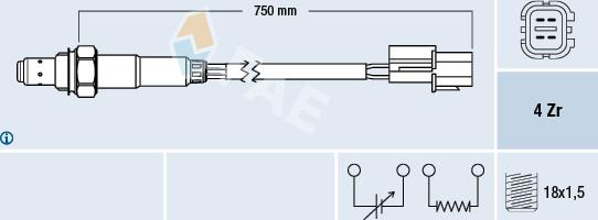 FAE 77291 - Лямбда-зонд, датчик кисню autozip.com.ua