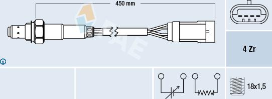 FAE 77207 - Лямбда-зонд, датчик кисню autozip.com.ua