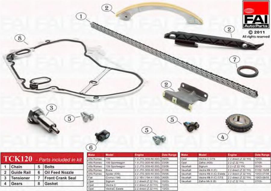FAI TCK120 - Комплект ланцюга приводу распредвала autozip.com.ua