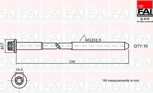 FAI AutoParts B1756 - Комплект болтів головки циліндрів autozip.com.ua