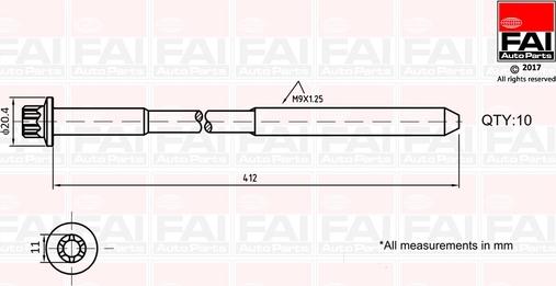 FAI AutoParts B292 - Комплект болтів головки циліндрів autozip.com.ua