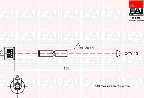 FAI AutoParts B2129 - Комплект болтів головки циліндрів autozip.com.ua