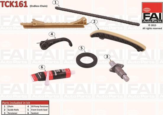 FAI AutoParts TCK161 - Комплект ланцюга приводу распредвала autozip.com.ua