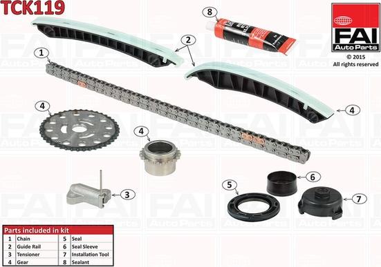 FAI AutoParts TCK119 - Комплект ланцюга приводу распредвала autozip.com.ua