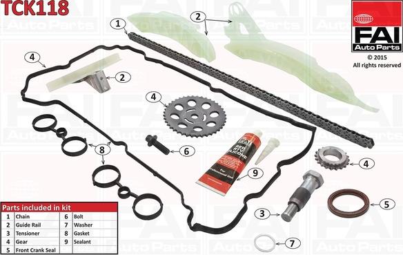 FAI AutoParts TCK118 - Комплект ланцюга приводу распредвала autozip.com.ua