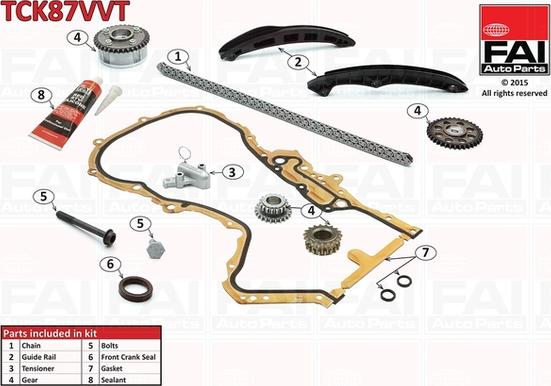 FAI AutoParts TCK87VVT - Комплект ланцюга приводу распредвала autozip.com.ua