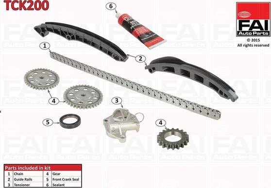 FAI AutoParts TCK200 - К-кт ланцюга 130лан.3 шест. ГРМ VW POLO 1.2 12V 07-14 SKODA FABIA 1.2 07-14. RAPID 1.2 12-15 autozip.com.ua