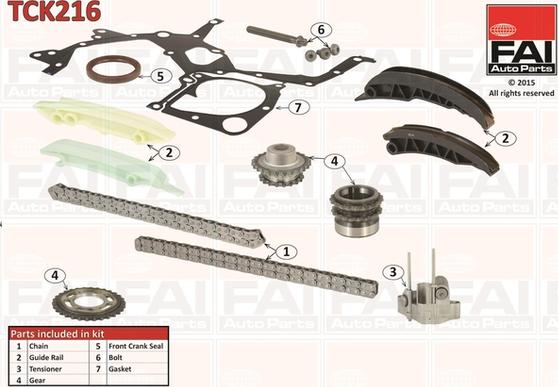 FAI AutoParts TCK216 - Комплект ланцюга приводу распредвала autozip.com.ua