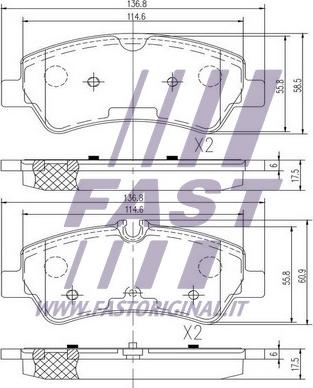 Fast FT29545 - Колодки гальмівні дискові  задні  FORD Transit 14-. Transit Custom 12- autozip.com.ua