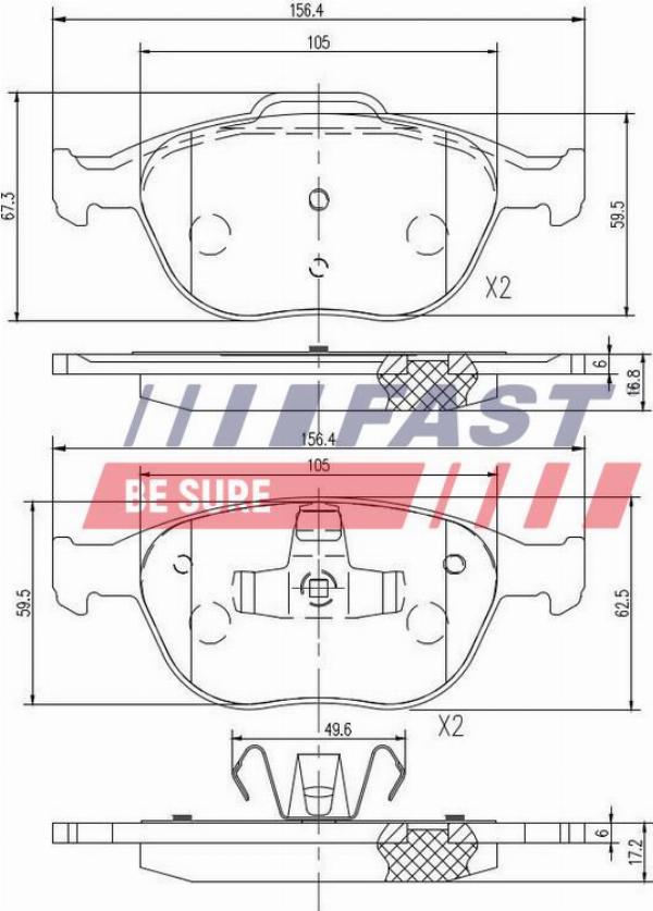 Fast FT29546 - Гальмівні колодки, дискові гальма autozip.com.ua