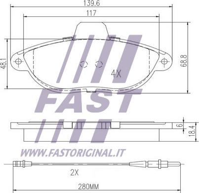 Fast FT29067 - Колодки гальмівні дискові  передні комплект  FIAT Scudo 95-07. Ulysse 94-02. PEUGEOT Expert 95-07. 806 98-02. CITROEN Jumpy 95-0 autozip.com.ua