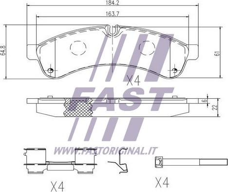 Fast FT29153 - Колодки гальмівні дискові  задні  IVECO Daily E5 11-14. Daily E4 06-11. Daily E6 14- autozip.com.ua