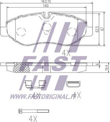 Fast FT29135 - Колодки гальмівні дискові  передні  IVECO Daily E5 11-14. Daily E4 06-11. Daily E6 14-. Daily E3 99-06 autozip.com.ua