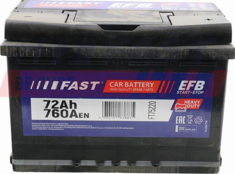 Fast FT75220 - Стартерна акумуляторна батарея, АКБ autozip.com.ua