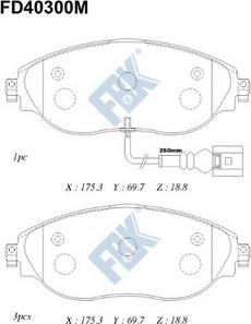 FBK FD40300M - Гальмівні колодки, дискові гальма autozip.com.ua