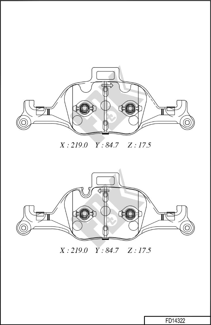 FBK FD14322 - Гальмівні колодки, дискові гальма autozip.com.ua