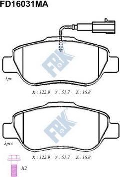 FBK FD16031MA - Гальмівні колодки, дискові гальма autozip.com.ua