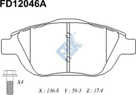 FBK FD12046A - Гальмівні колодки, дискові гальма autozip.com.ua
